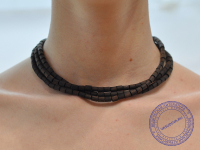 Кантхималы (бусы) из Туласи. 3 ряда. С Радха-кунды (эксклюзив). Бочонки. Темные.